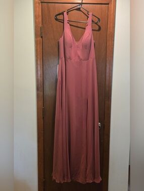 Azazie Sleeveless V-Neck Maxi Dress in Dusty Rose